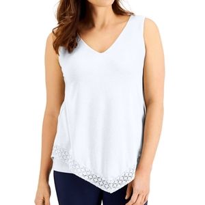 JM collection lace style trimmed tank top, NEW
